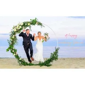 6.6FT White Circle Balloon Arch Frame, Easy Assembly Arch Backdrop Stand, Balloon Arch Stand, Metal Round Backdrop Stand, Wedding Arch Frame with Base for Baby Shower, Birthday Party Decoration