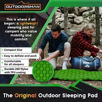 Outdoorsman Lab Sleeping Pad for Camping - Patented Camp Mat, Ultralight - Best Compact Inflatable A...