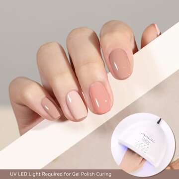 GAOY Nude Pink Gel Nail Polish Set, 6 Neutral Colors Beige Skin Tone Soak Off UV Light Cure Gel Polish Kit for Salon and Nail Art DIY at Home