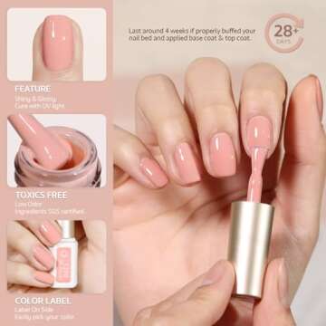 GAOY Nude Pink Gel Nail Polish Set, 6 Neutral Colors Beige Skin Tone Soak Off UV Light Cure Gel Polish Kit for Salon and Nail Art DIY at Home