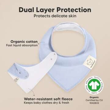 8-Pack Organic Baby Bandana Bibs - Super Absorbent Triangle Bibs for Teething Infants, 100% Cotton E...