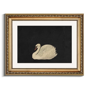 VIYYIEA Gold Framed Wall Art Canvas Print Home Decor Wall Decorations Grace Swan Art Painting Pictur...