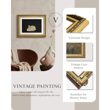 Elegant VIYYIEA Gold Framed Swan Wall Art Canvas