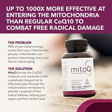 MitoQ Pure Mitochondria-targeted Antioxidant Supplement | Reducing Free Radical Damage & Oxidative S...