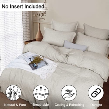 PHF French Flax Linen Duvet Cover Set King Soft Bedding