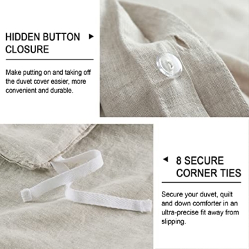 PHF French Flax Linen Duvet Cover Set King Soft Bedding