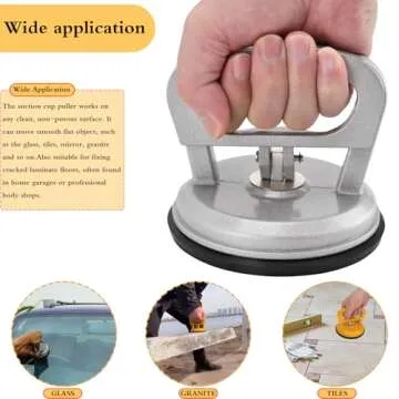 Glass Suction Cup Lifter, Tile Suction Cup Lifter, Glass Suction Cup Heavy Duty Aluminum 2Pack for Lifting Moving Glass, Tiles, Mirror, Granite, Fix Gap Laminate Floors