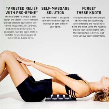 PSO-Spine Back Massage Tool and Muscle Release - Deep Tissue Massage Tool, Back Release Tool, self-Massage, deep Tissue, Muscle Tension - Full Back Stretcher and Massage Tool - Night Black