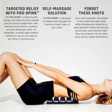 PSO-Spine Back Massage Tool and Muscle Release - Deep Tissue Massage Tool, Back Release Tool, self-Massage, deep Tissue, Muscle Tension - Full Back Stretcher and Massage Tool - Night Black