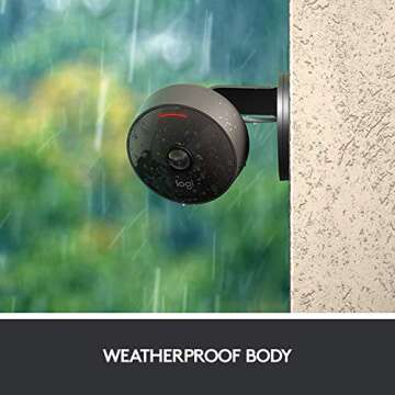 Logitech Circle View Weatherproof Wired Home Security Camera with TrueView Video, 180° Wide Angle, 1080p HD, Night Vision, 2-Way Audio, Tilt for Privacy, Apple HomeKit Secure