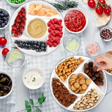 DEAYOU 5-Compartment Ceramic Serving Platters for Parties