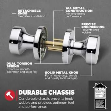 Kwikset Pismo Interior Passage Door Knob, Handle For Closet and Hallway Doors, Non-Locking Doorknob, Polished Chrome, Round Rose