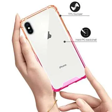SALAWAT for iPhone Xs Max Case, Clear iPhone Xs Max Case Cute Gradient Anti Scratch Slim Phone Case Cover Reinforced TPU Bumper Shockproof Protective Case for iPhone Xs Max 6.5inch 2018 (Orange Pink)