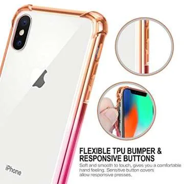 SALAWAT for iPhone Xs Max Case, Clear iPhone Xs Max Case Cute Gradient Anti Scratch Slim Phone Case Cover Reinforced TPU Bumper Shockproof Protective Case for iPhone Xs Max 6.5inch 2018 (Orange Pink)