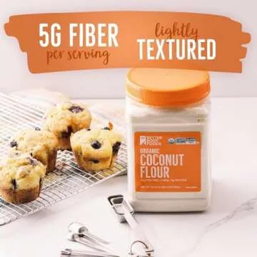 BetterBody Foods Organic Coconut Flour 2.25 Pound Jar, Gluten-Free White Flour Alternative with a Sl...