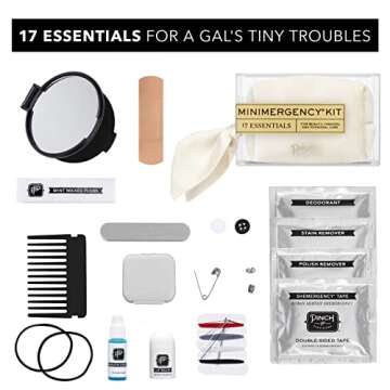 Pinch Provisions Velvet Minimergency Kit, Includes 17 Travel-Sized Cosmetic Essentials, Convenient for Purses, Emergency Beauty Accessories, Gifts for Holiday’s & Birthday’s, Ivory