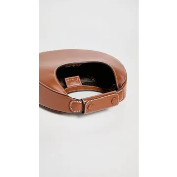 STAUD Women's Tan Mini Moon Bag - Chic Leather Purse