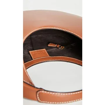 STAUD Women's Tan Mini Moon Bag - Chic Leather Purse