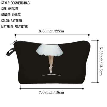Livel lhood Ballet Cosmetic Bag Cute Makeup Bag Travel Toiletry Storage Zipper Pouch Present for Ballet Dancers Women Families Friends Sisters