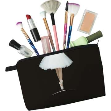 Livel lhood Ballet Cosmetic Bag Cute Makeup Bag Travel Toiletry Storage Zipper Pouch Present for Ballet Dancers Women Families Friends Sisters