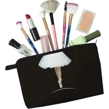 Livel lhood Ballet Cosmetic Bag Cute Makeup Bag Travel Toiletry Storage Zipper Pouch Present for Ballet Dancers Women Families Friends Sisters