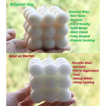 Brighter Sky Bubble Candle, Natural Premium Soy Wax, Beige, French Vanilla, Aesthetic Candles, Gift ...
