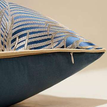 Avigers 12 x 20 Inches Light Blue Silver Peacock Feathers Cushion Cases Luxury Throw Pillow Covers Home Decorative Pillows for Couch Sofa Living Room Bedroom Cars 30 x 50cm