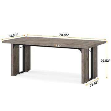 Tribesigns 71" Large Dining Table for 6 to 8 People, Rustic Farmhouse Style Dinner Table, Rectangula...