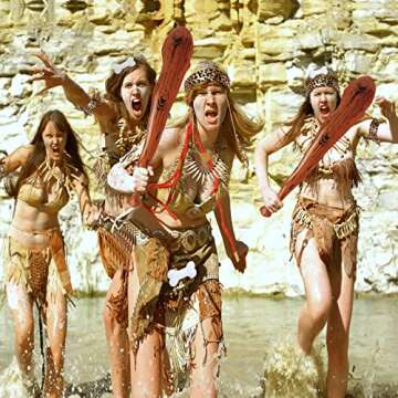 Yewong Caveman Costume Accessory Set - Includes Bone Hair Pin,Skinny Scarf, Inflatable Cave Bat and Tooth Bone Necklace for Caveman Cosplay Party