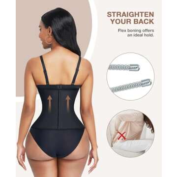 Waist Trainer for Women Latex Underbust Waist Cincher Corset, Tummy Control Corset Sport Girder Hourglass Body Shaper, Large, Black