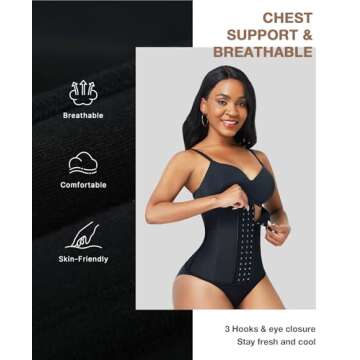 Waist Trainer for Women Latex Underbust Waist Cincher Corset, Tummy Control Corset Sport Girder Hourglass Body Shaper, Large, Black