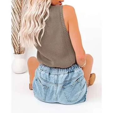 Stylish Rilista Women's Mock Neck Sweater Vest for Summer