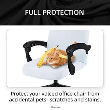 Elastic Computer Chair Cover with Durable Zipper - Protective Removable Washable Universal Office Desk Chair Seat Slip Cover - Stretchy Soft Anti-dust Desk Chair Seat Protector for Dogs, Cats, Pets