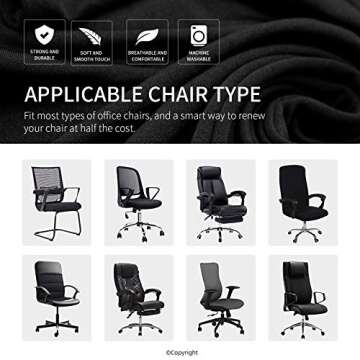 Elastic Computer Chair Cover with Durable Zipper - Protective Removable Washable Universal Office Desk Chair Seat Slip Cover - Stretchy Soft Anti-dust Desk Chair Seat Protector for Dogs, Cats, Pets