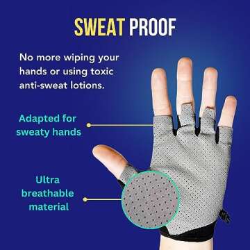 ONISSI Pro Gaming Gloves for Sweaty Hands|Gamer Grip Gloves for Video Games|Sim Racing Gloves for Men and Women|Anti Sweat, Half Finger Gaming Gloves for PS4/PS5/Xbox/Computer/PC/VR/Mobile/Sim Racer