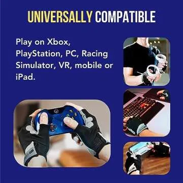 ONISSI Pro Gaming Gloves for Sweaty Hands|Gamer Grip Gloves for Video Games|Sim Racing Gloves for Men and Women|Anti Sweat, Half Finger Gaming Gloves for PS4/PS5/Xbox/Computer/PC/VR/Mobile/Sim Racer
