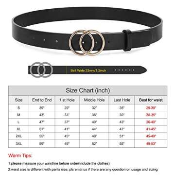 XZQTIVE 3 Pack Women's Leather Belts For Jeans Dresses Pants Fashion Ladies Waist Belt with Gold Buckle