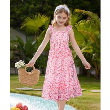 GRACE KARIN Girls Dress - Pink Summer Chiffon for Birthday Party