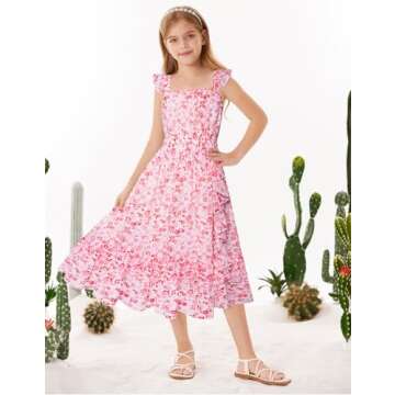 GRACE KARIN Pink Girls Summer Dress for Parties and Holidays