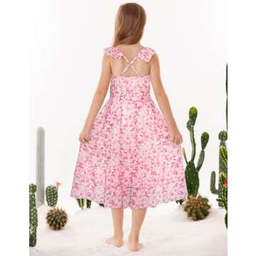GRACE KARIN Pink Girls Summer Dress for Parties and Holidays