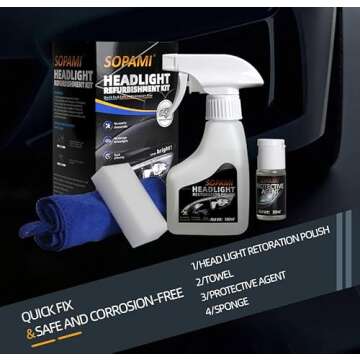 SOPAMI Automotive Headlight Restoration Kit for Clear Lights
