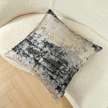 THE-TINOART Grey Throw Pillow Covers 18x18inch Subtle Sprinkling of Gold Gray Black Throw Pillow Cover Accent Decorative Cushion Covers for Couch Sofa Living Room Bedroom Car 1Piece.