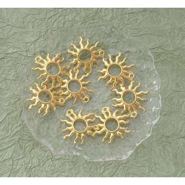 Ruwado 30 Pcs Sun Charms Hollow Metal Vintage Celestial Pendants Beads for Jewelry Making Kit Finding Supplies Bracelets Necklace Earring Key Chain DIY Crafting Project (Gold)