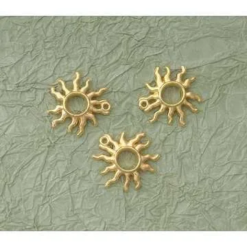 Ruwado 30 Pcs Sun Charms Hollow Metal Vintage Celestial Pendants Beads for Jewelry Making Kit Finding Supplies Bracelets Necklace Earring Key Chain DIY Crafting Project (Gold)