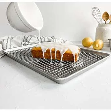 USA Pan Jelly Roll Baking Pan and Bakeable Cooling Rack, Nonstick Commercial Quality