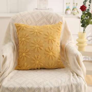 JXZYGMD Yellow Daisy Flower Pillow Covers Set of 2