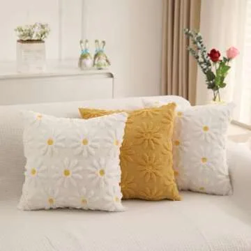 JXZYGMD Yellow Daisy Flower Pillow Covers Set of 2