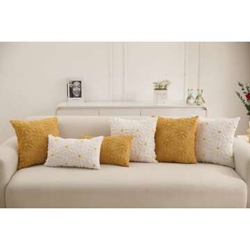 JXZYGMD Yellow Daisy Flower Pillow Covers Set of 2