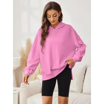 Glamaker Women's Chic Oversized Hoodie with Side Zip Style