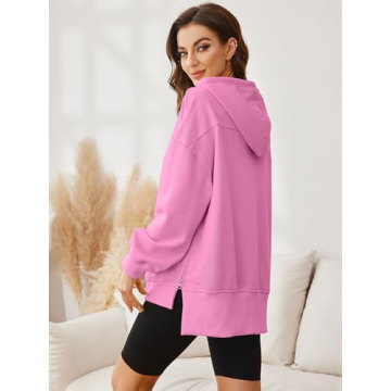 Glamaker Women's Chic Oversized Hoodie with Side Zip Style